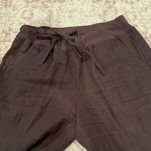 Saks Fifth Avenue Dark Brown Linen slacks size L